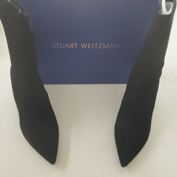 Stuart Weitzman Wren 75 Black Suede Stretch Boots/Booties  NWB sz. 10.5W - Picture 2 of 11